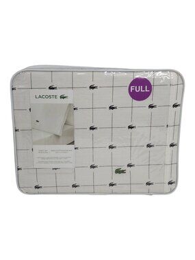 Lacoste Full/Double Sheet Set 100% Cotton Percale Lightweight Black White